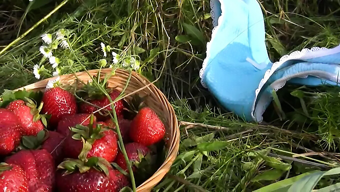 Pussy And Girl: A Close-Up View Of A Strawberry-Filled Orifice