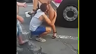 A Guy Is Seen Sucking On A Girl'S Pussy In Public